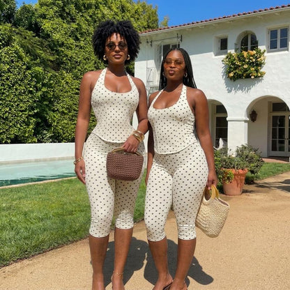 Polka Dot Hourglass Jumpsuit with Corset Belt