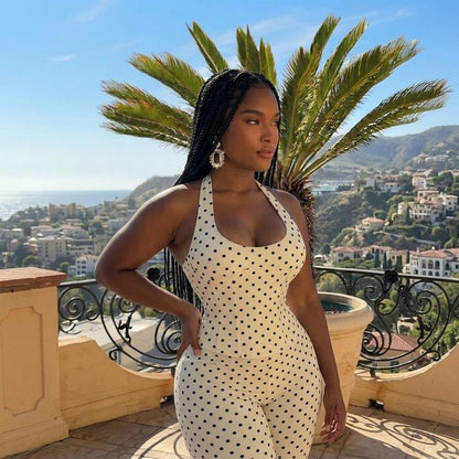 Polka Dot Hourglass Jumpsuit with Corset Belt