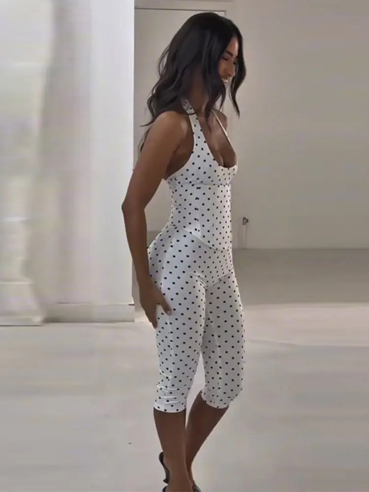 Polka Dot Hourglass Jumpsuit with Corset Belt