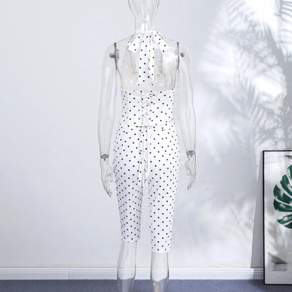 Polka Dot Hourglass Jumpsuit with Corset Belt