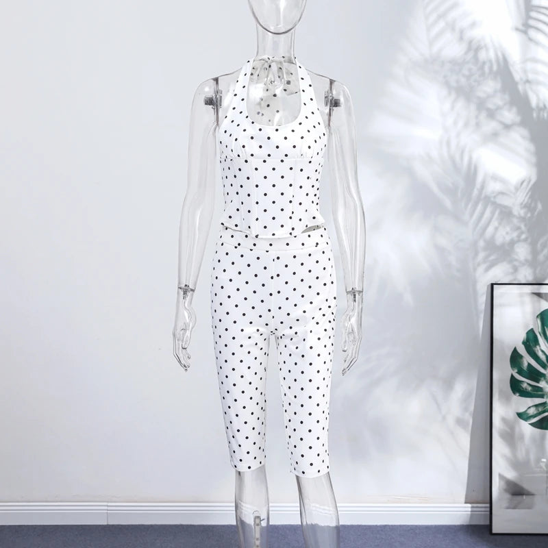 Polka Dot Hourglass Jumpsuit with Corset Belt
