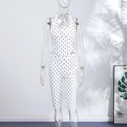 Polka Dot Hourglass Jumpsuit with Corset Belt