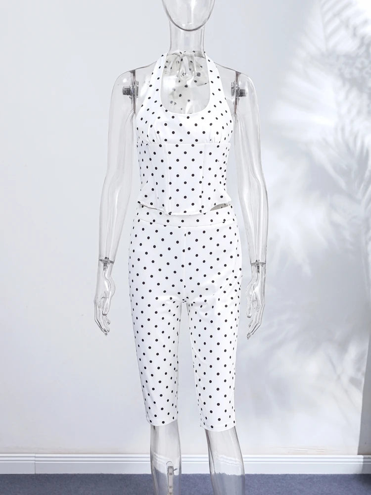 Polka Dot Hourglass Jumpsuit with Corset Belt